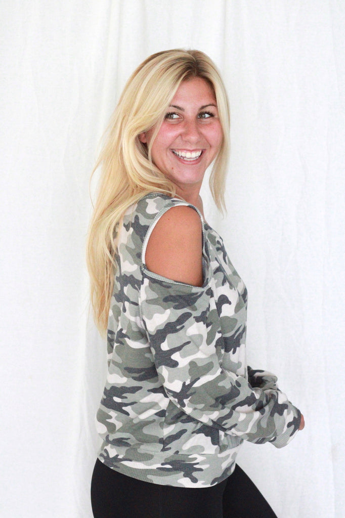 Camo One Shoulder Thermal Top