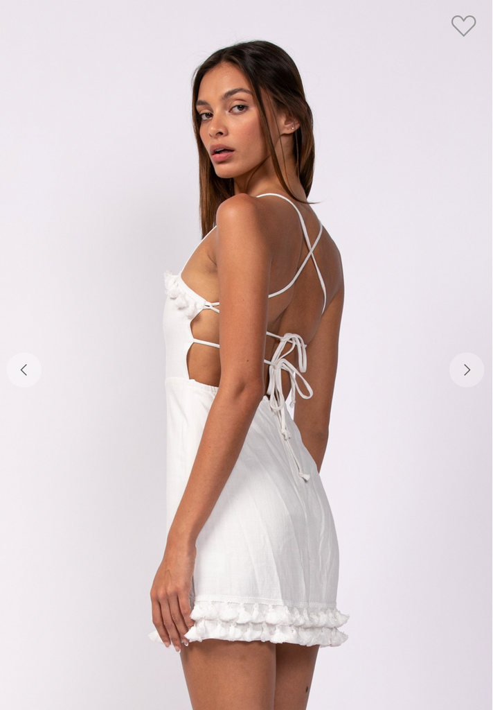 Tassel Mini Dress- White
