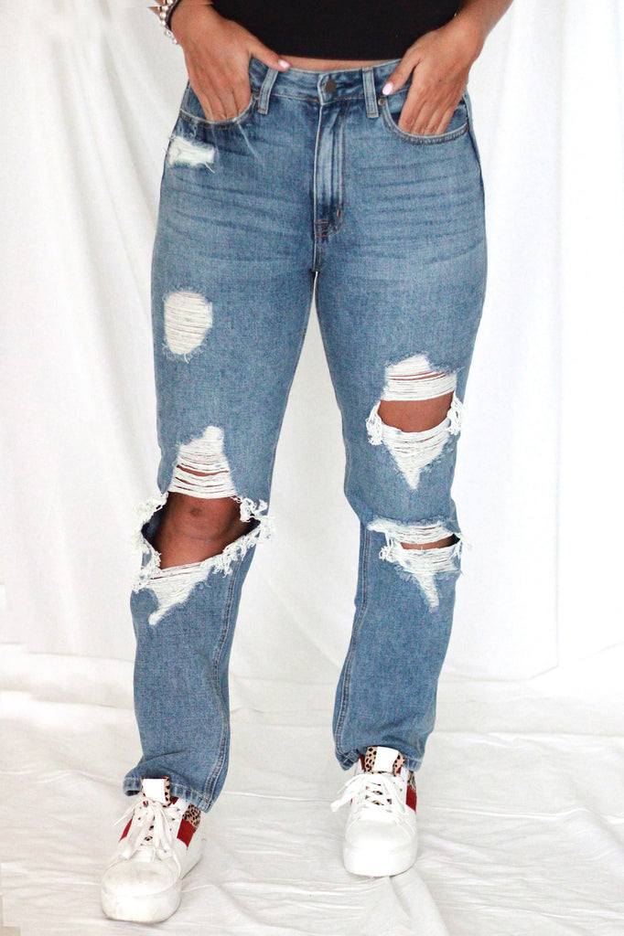 Girlfriend Distressed Jeans